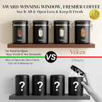Veken Coffee Canister with Window, Airtight Stainless Steel Kitchen Food - Image 2