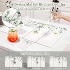 Large Stone Dish Drying Mat for Kitchen Counter, Foldable Diatomaceous Earth - Image 3