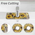 Kitchen Sink Splash Guard，Sunflower-with bumblebees Faucet Mat Sink - Image 5