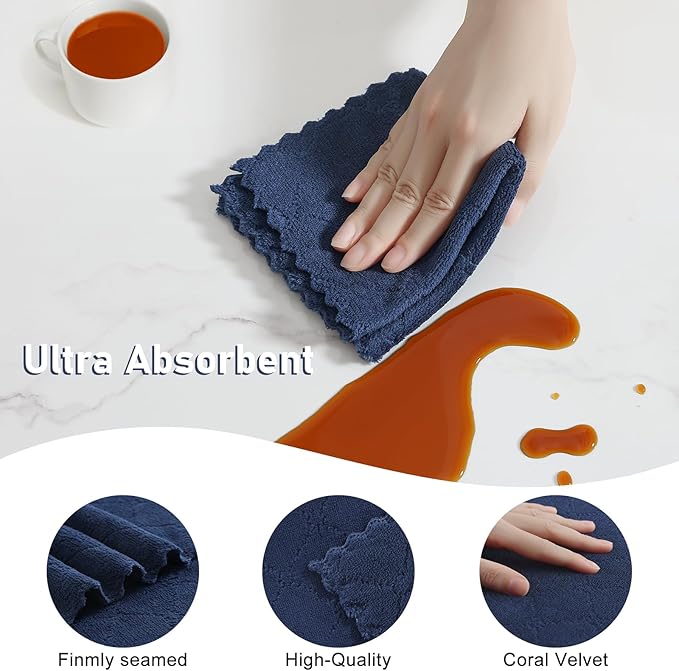 Homaxy Kitchen Towels and Dishcloths Set, 10 x 10 and 13 x 19 Inches, No Lint - Image 4
