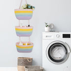 TeoKJ Over the Door Organizer, 3-Tier Woven Cotton Hanging Storage Baskets - Image 8
