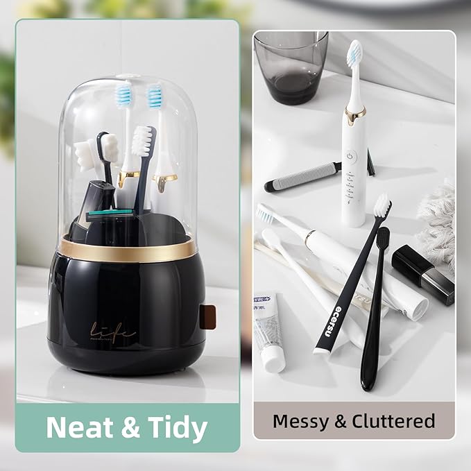 Toothbrush Holders for Bathrooms, Rotating 7 Slots Electric Toothbrush Holders - Image 7