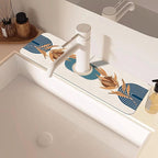 Abstract Blue Minimalistic Sink Faucet Absorbing Mat Sink Splash Guard Faucet - Image 2