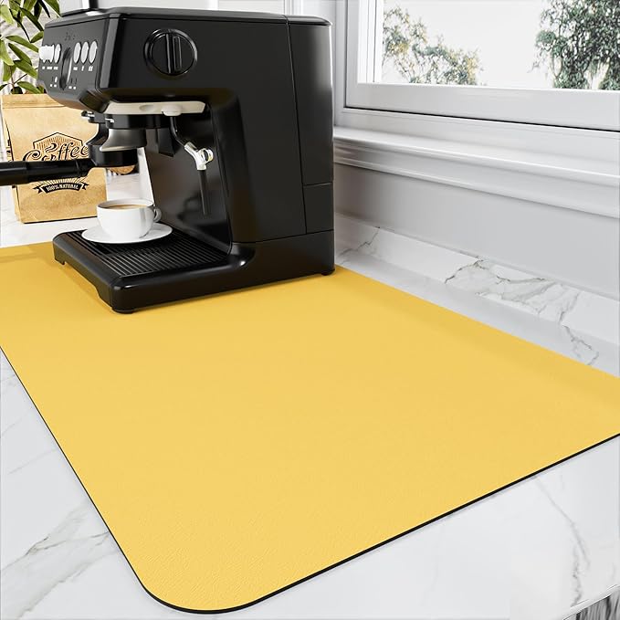 Coffee Mat - Absorbent Hide Stain Rubber Backed Dish Drying Mat by HotLive