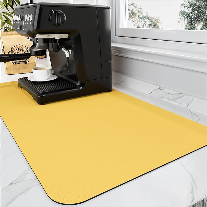 Coffee Mat - Absorbent Hide Stain Rubber Backed Dish Drying Mat by HotLive
