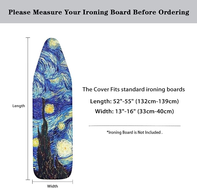 Starry Night Ironing Board Cover and Pad Standard Size Van Gogh Padded Table - Image 6