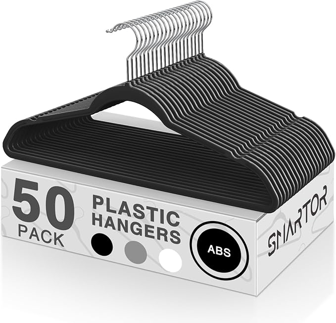 SMARTOR Plastic Hangers 50 Pack, Heavy Duty Plastic Hangers by Smartor