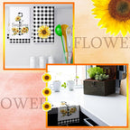 Bencailor 4 Pcs Sunflower Kitchen Towels Flower Hand Dish Towels Black and - Image 7