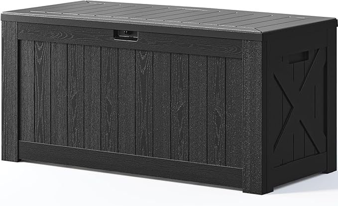 Patiowell 120 Gallon Large Deck Box, Outdoor Lockable Storage Box for Gardening Tools, Waterproof Deck Box for Patio Furniture, Black - Image 9