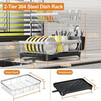 Dish Drying Rack Kitchen 2-Tier 304 Stainless Steel Dish Racks - Image 3