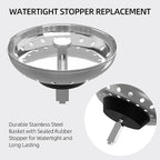 Kitchen Sink Strainer 2 Pack Drain Stopper Combo Basket Replacement - Image 4