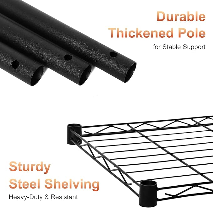 Xcity Storage Shelves, 5 Tier Heavy Duty Metal Shelving Unit, 2000 LBS Capacity Adjustable Steel Wire Shelf Organizer for Pantry, Kitchen, Garage, 14" D x 36" W x 72" H, Chrome - Image 4
