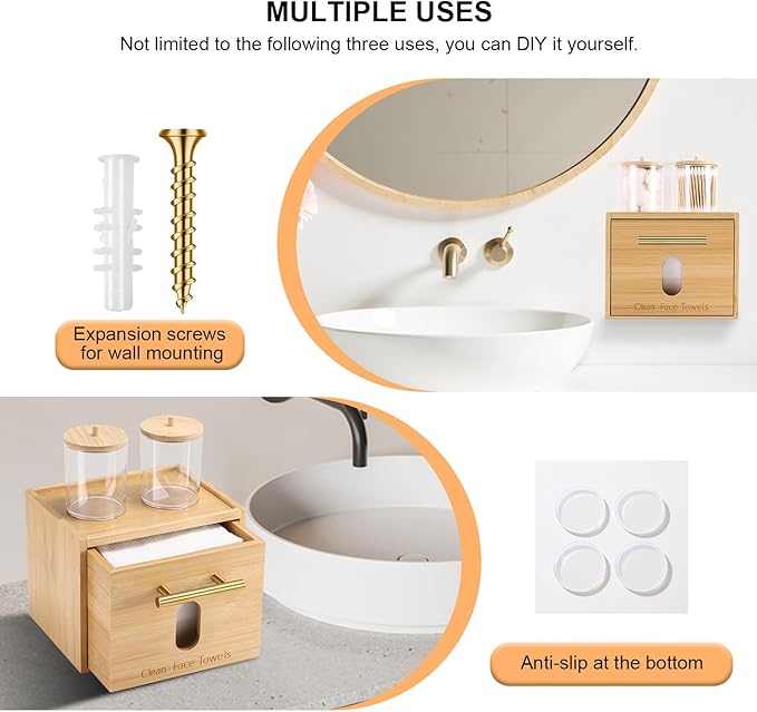 Disposable Face Towel Holder Bamboo Storage Box - Image 6