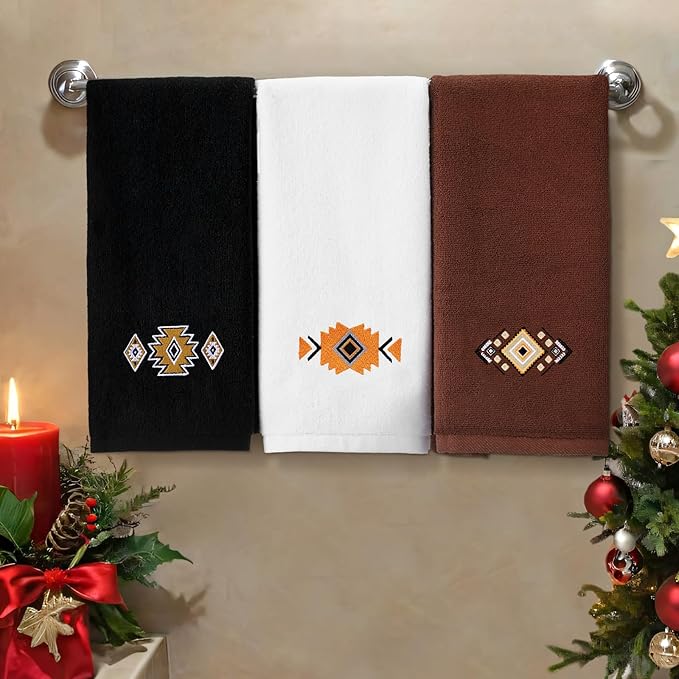 3 Pcs Western Aztec Hand Towels Southwestern Bathroom Decor Southwest Sunset - Image 5