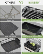 Extra Large Two Tier Stainless Steel Dish Drainer Drying Rack - Image 4