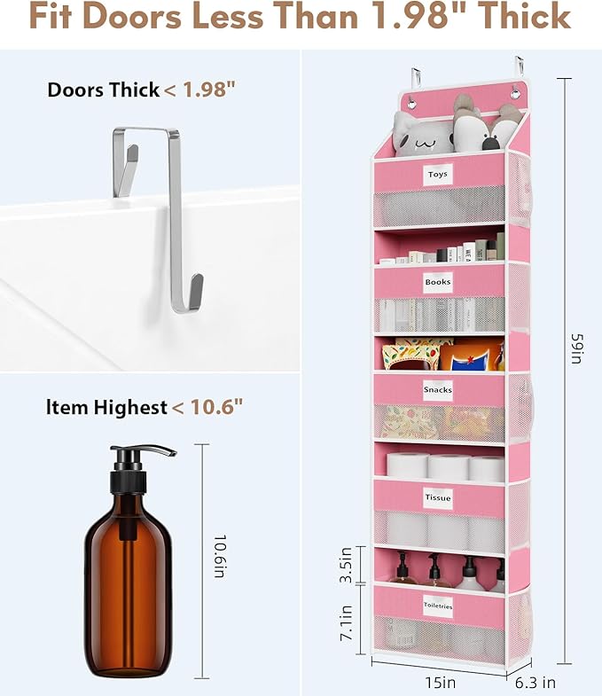 Over The Door Organizer Hanging, 5 Shelf Behind The Doors Storage, Pantry Door - Image 2