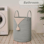 Large Woven Laundry Basket Hamper, 60L Cotton Rope Storage Bin - Image 5