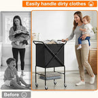 Laundry Basket with Wheels:88L Rolling Laundry Cart Foldable Metal Frame Dirty - Image 2