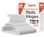 White Plastic Hangers 60 Pack– Heavy-Duty Plastic Hangers Slim and Space-Saving by Campior