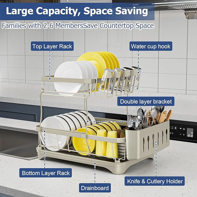 Dish Drying Rack 2-Tier Dish Racks - Image 3