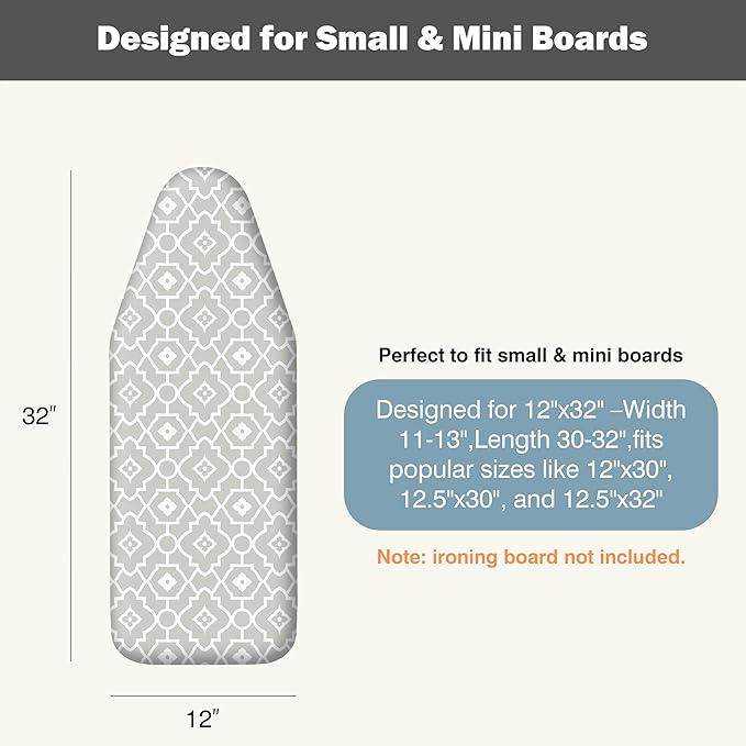 Small Ironing Board Cover and Pad 12"x32" Small Iron Board Cover - Image 2