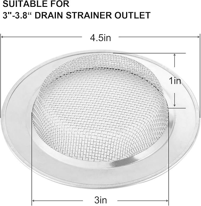 2PCS Kitchen Sink Strainer-Stainless Steel Mesh Drain Strainer, Large Wide Rim - Image 2