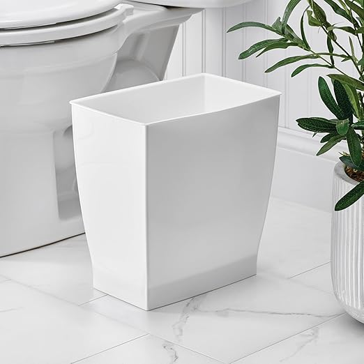 iDesign Small Plastic Bathroom Trash Can, Slim Rectangle Garbage Bin - Image 3