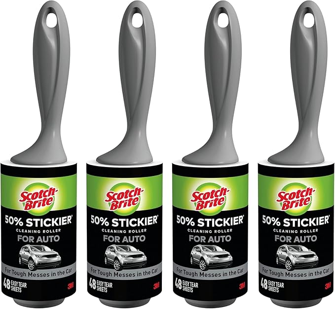 Scotch-Brite 50% Stickier Auto Lint Roller 4 Rollers 48 Sheets Per Roller by Scotch-Brite