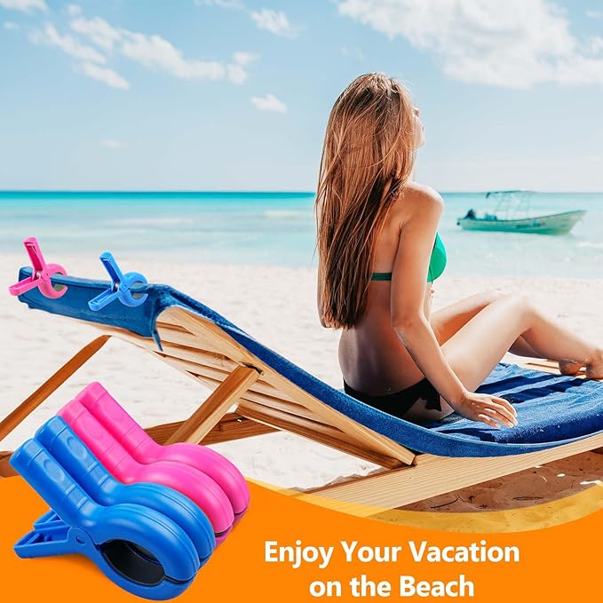 8 Pcs Beach Towel Clips for Beach Chairs, Towel Holder for Beach Chair Pool - Image 2