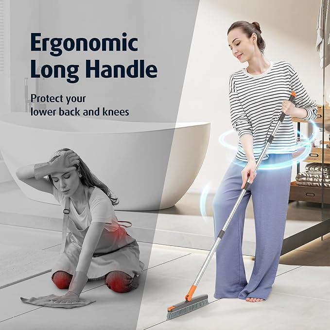 AIR U+ Grout Brush with Long Handle 180° Swivel Scrub Brush with Tweezers to - Image 7