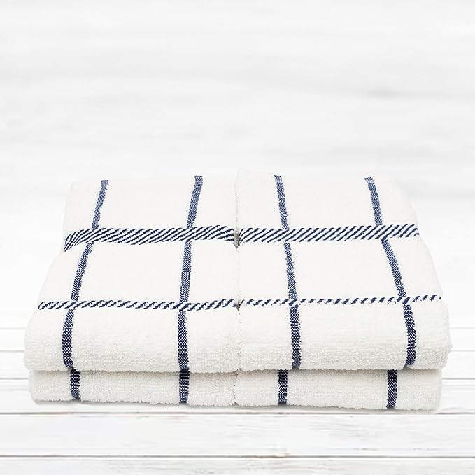 100% Cotton Terry Dish Towels, 4 Pack Checks, 16 x26 Inches, Super Soft and - Image 5