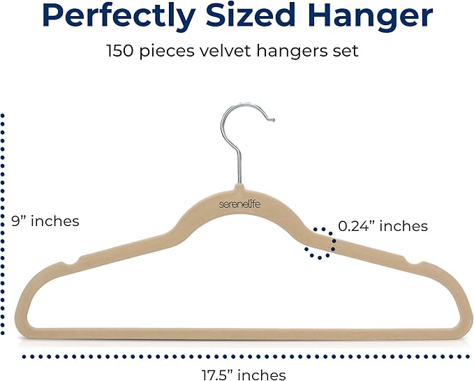 SereneLife 150 Pack Velvet Hangers - Image 2