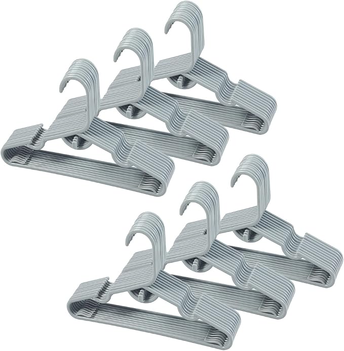 60pcs Grey Baby Nursery Closet Hangers, Non-Slip Laundry Infant Pant Hanger by VIIBASE