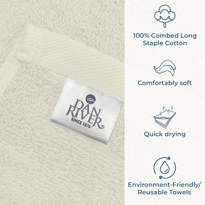 DAN RIVER Bath Towels Set of 4, 27 x 54 Inches, 100% Cotton, Larger & Lighter - Image 4