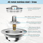 3-in-1 Kitchen Sink Drain Strainer & Stopper, Stainless Steel Food Catcher Plug - Image 4