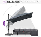 PURPLE LEAF Patio Umbrella with Base 10 Feet Outdoor Cantilever Square Umbrella Aluminum Offset Umbrella with 360-degree Rotation for Garden Deck Pool Patio, Grey - Image 8