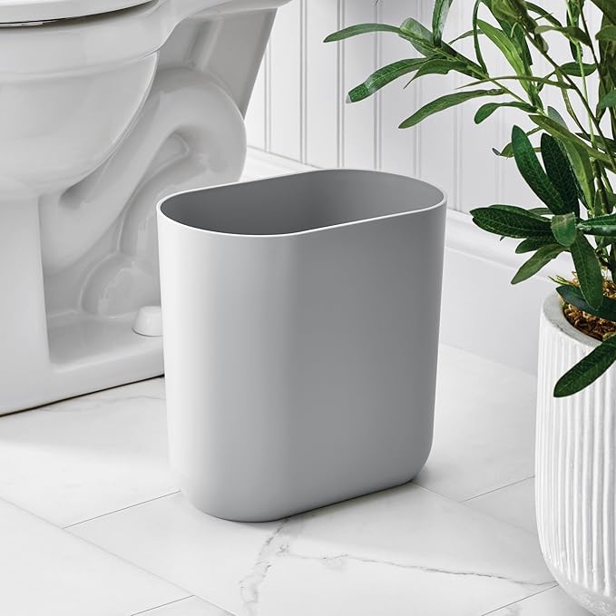 iDesign Small Slim Plastic Bathroom Trash Can, Garbage Can - Image 3