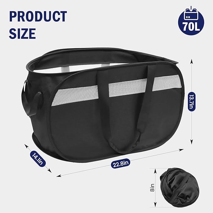 Collapsible Laundry Baskets, Foldable Tear Proof Pop Up Hamper - Image 3