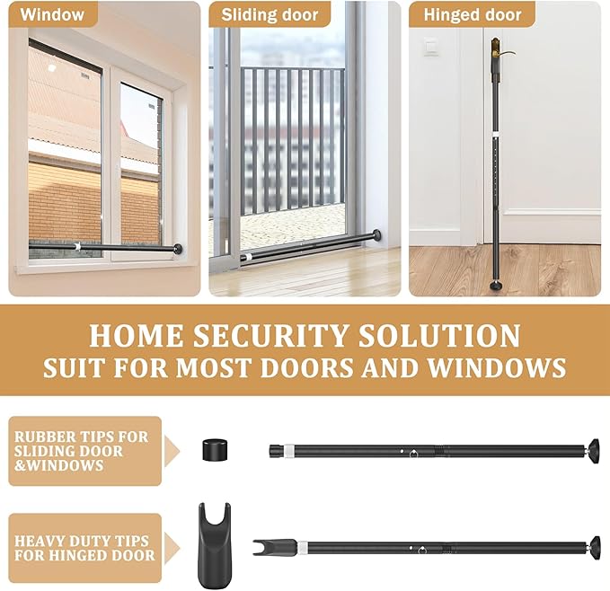 Sliding Door Security Bar and 2-in-1 Sliding Glass Door Stoppers Security - Image 5