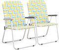 VINGLI Patio Lawn Webbed Folding Chairs Outdoor Beach Portable Camping Chair for Yard, Garden (2, Yellow, Oversized) by VINGLI