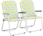VINGLI Patio Lawn Webbed Folding Chairs Outdoor Beach Portable Camping Chair for Yard, Garden (2, Yellow, Oversized) by VINGLI