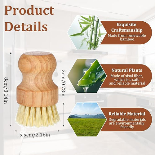 12 Packs Bamboo Scrub Brush for Dishes, Wooden Dish Scrubber Brushes - Image 2