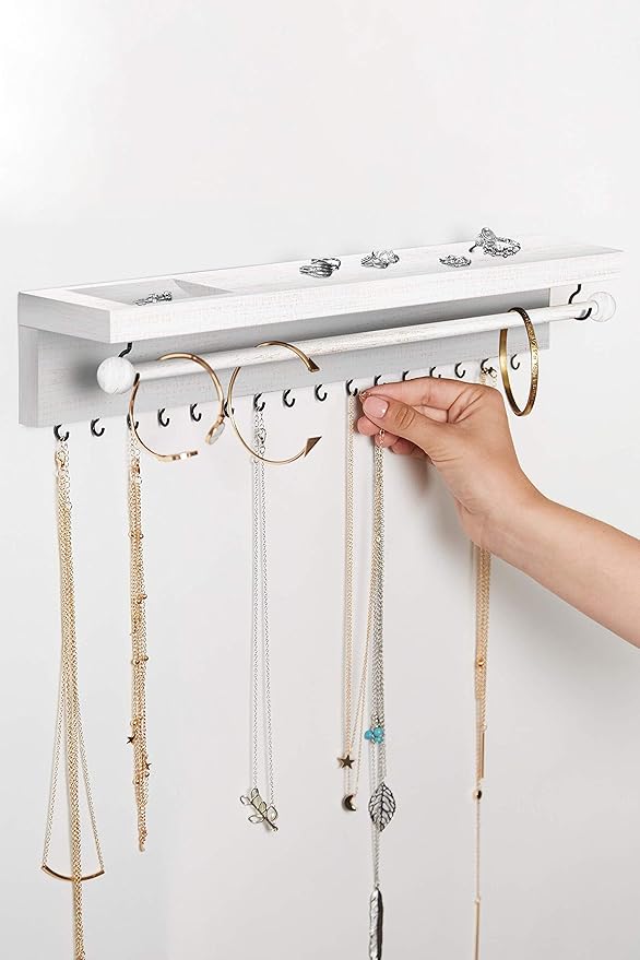 Rustic White Necklace Jewelry Organizer - Image 2