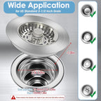 Semour 3 in 1 Kitchen Sink Drain Strainer, 304 Stainless Steel Kitchen Sink - Image 6