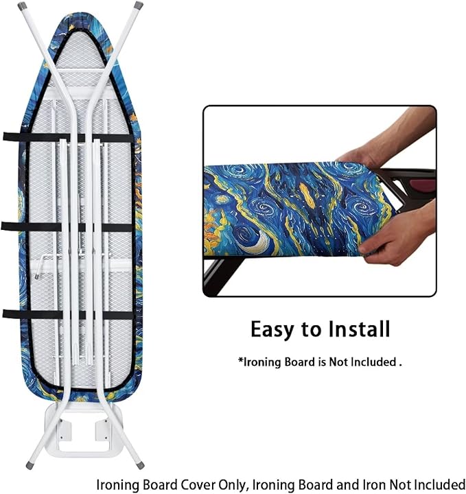 Moon Print Ironing Board Cover and Pad Washable Thick Padding Heavy Duty Iron - Image 4