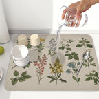 Vintage Plants Herbs Floral Dish Drying Mat - Image 6