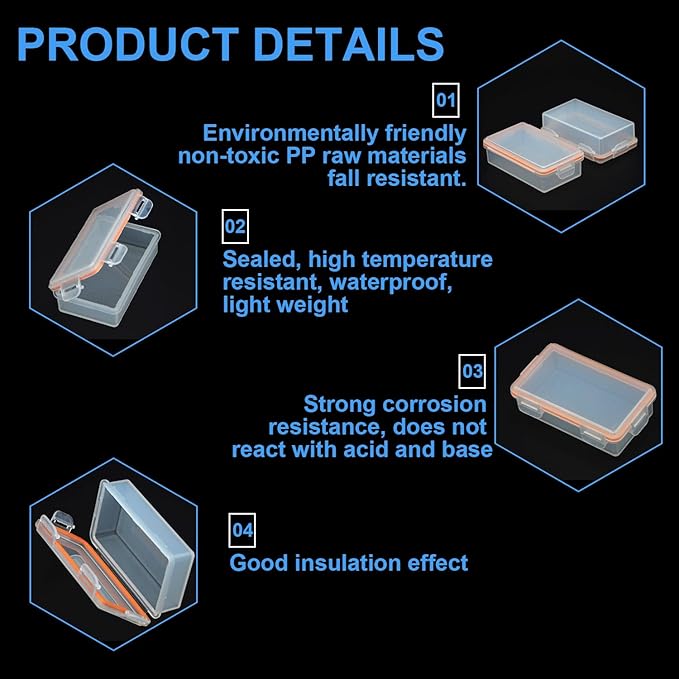 Heyiarbeit 2 x 18650 Battery Storage Case Holder Organizer Box Transparent 2Pcs - Image 3