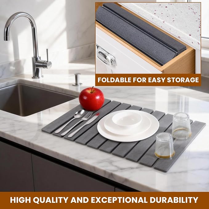 2 Pack Stone Drying Mat for Kitchen Counter, Large Diatomaceous Earth Dish - Image 4