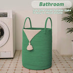 Large Woven Laundry Basket Hamper, 100L Cotton Rope Storage Bin - Image 5