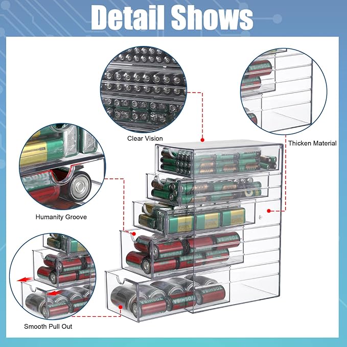 BTSKY Clear Plastic Battery Storage Organizer - Image 9